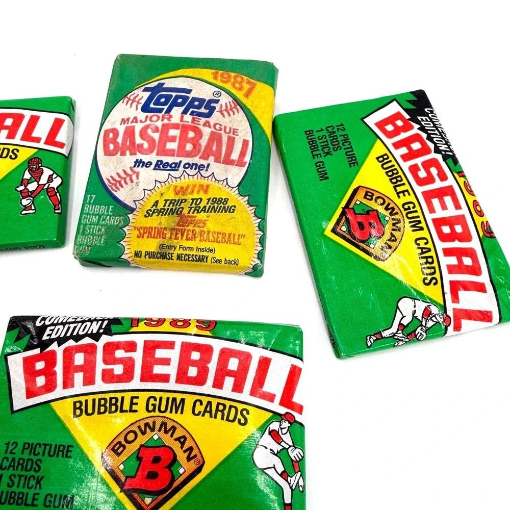 Vintage‎ 1989 Bowman 1987 Topps Baseball Cards 7 Sealed Wax Bubble Gum MLB Lot 2